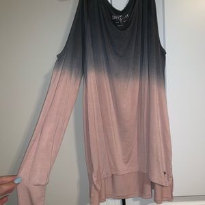 Grey and Pink Flowy Shirt